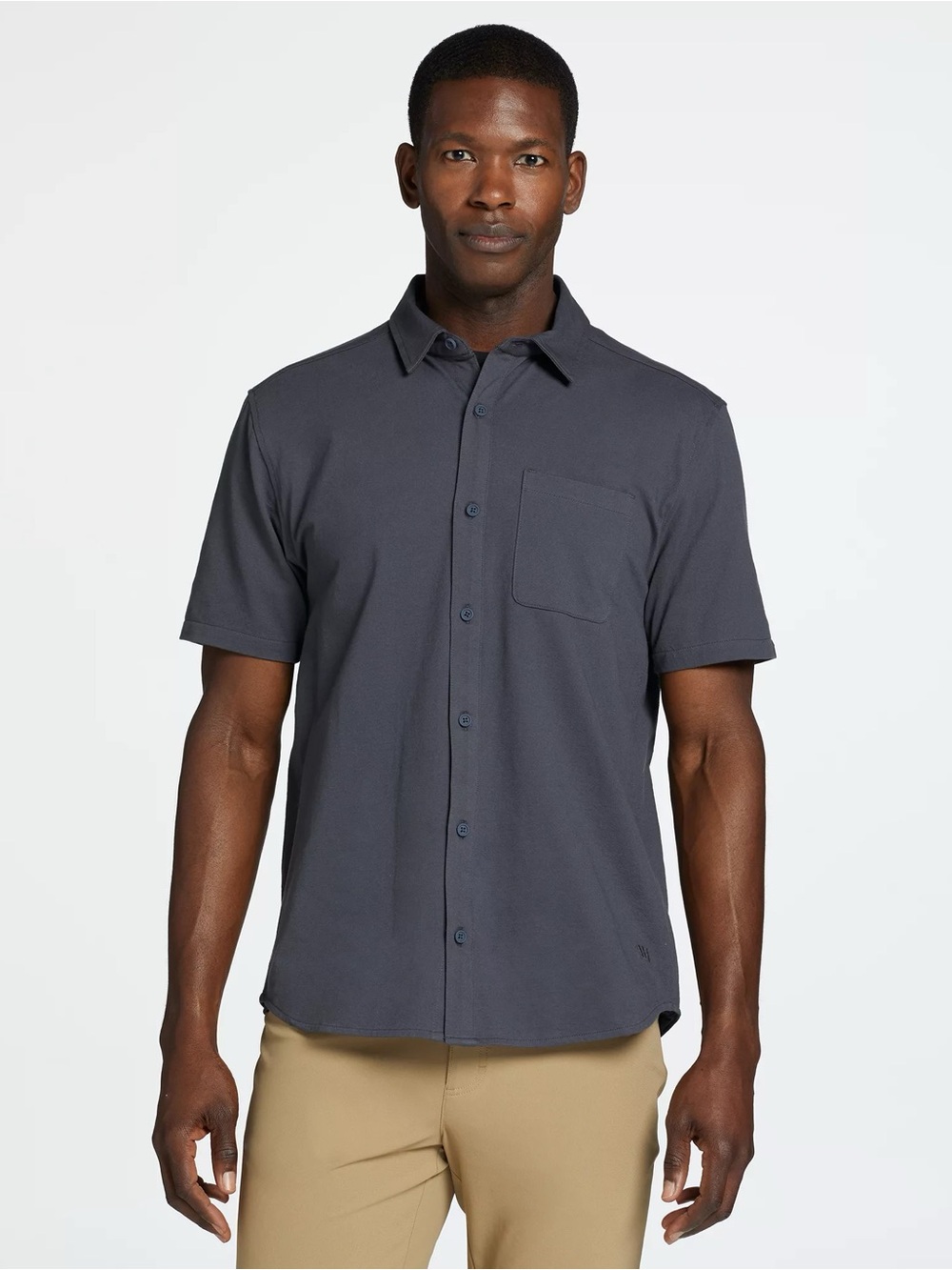 Men's Short-Sleeve Casual Button-Down Shirt in Charcoal b169s